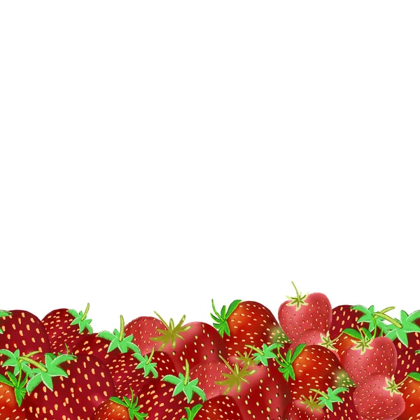 Garden Strawberry basket seamless border isolated on white background — Stock Photo, Image