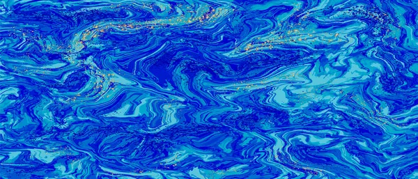 Морской Синий Акваменами Модный Фоновый Горизонтальный Баннер Мраморная Живопись Обоев — стоковый вектор