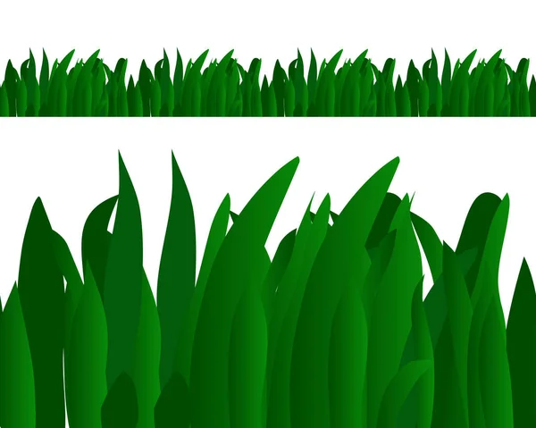 Erba Verde Banner Infinito Sfondo Bianco Fogliame Ripetere Bordo Illustrazione — Vettoriale Stock