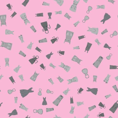 Pembe arka planda retro önlüklü sonsuz desen. Düz çizgi film biçimi Vektör illüstrasyonu.