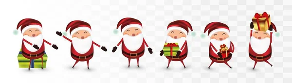 Συλλογή των Χριστουγέννων λίγο Άγιος Βασίλης απομονώνονται σε transperent φόντο. Santa Clouse με δώρο δώρο. Εικονίδιο έτοιμο. Εικονογράφηση διανύσματος — Διανυσματικό Αρχείο