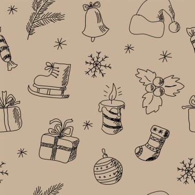 Dekoratif Noel elemanları ile Seamless Modeli