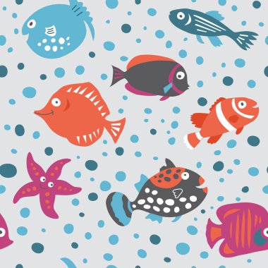 Çocuk tarzı deniz konulu seamless modeli