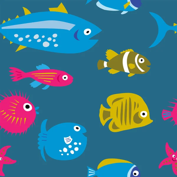 Χωρίς ραφή πρότυπο με όμορφα διακοσμητικά ψάρια — Διανυσματικό Αρχείο