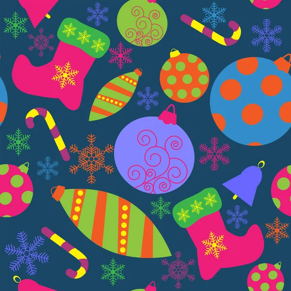 Modèle sans couture de Noël avec jouets de Noël — Image vectorielle