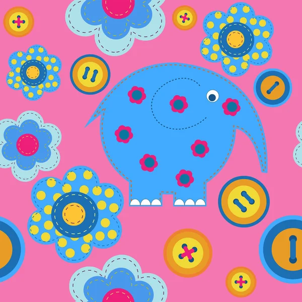 Modèle sans couture pour enfants avec éléphant décoratif — Image vectorielle