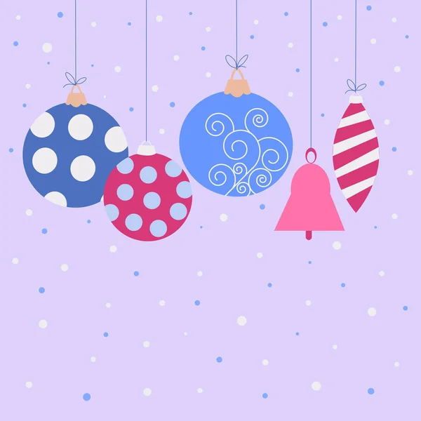 Tarjeta navideña festiva con decoraciones navideñas — Vector de stock