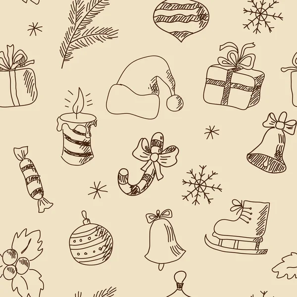 Modèle de Noël sans couture avec des éléments festifs — Image vectorielle