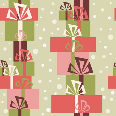 Çeşitli Noel hediyeleri ve kar ile sorunsuz süsleme