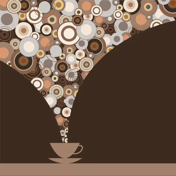Stylish print with a cup of coffee and aroma — Stock Vector