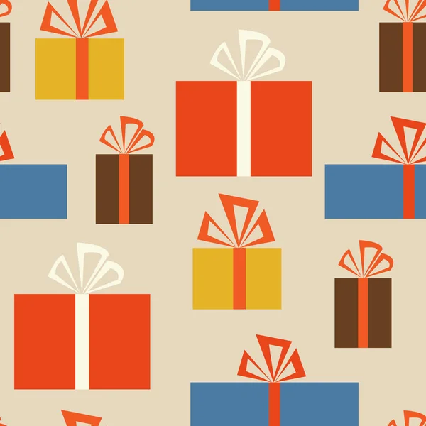 Holiday sömlösa mönster med gåva lådor olika — Stock vektor