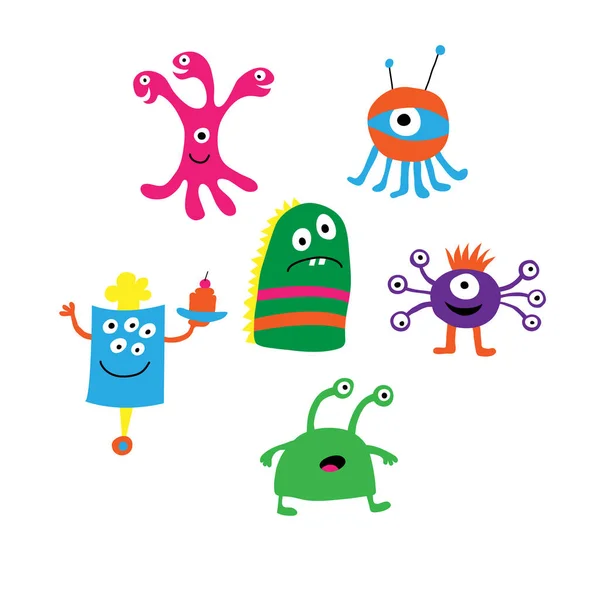 Set of different monsters on a white background — Stock Vector