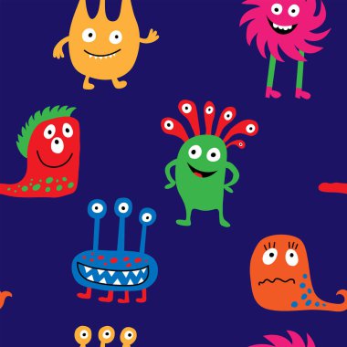 Parlak renkli sevimli canavarlar sorunsuz doku