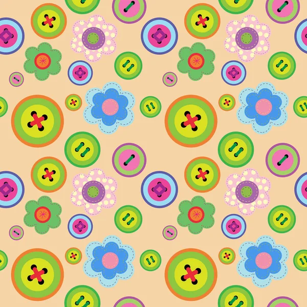 Cute seamless floral pattern with flowers and buttons Vector Graphics