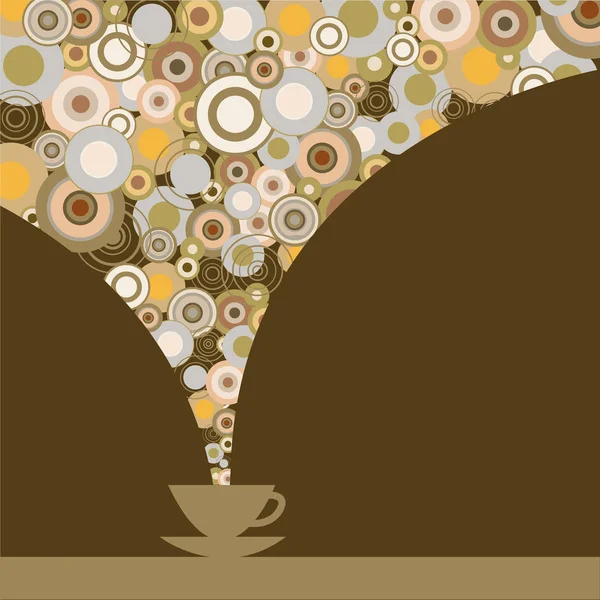 Vykort med en kopp väldoftande kaffe på brun bakgrund — Stock vektor
