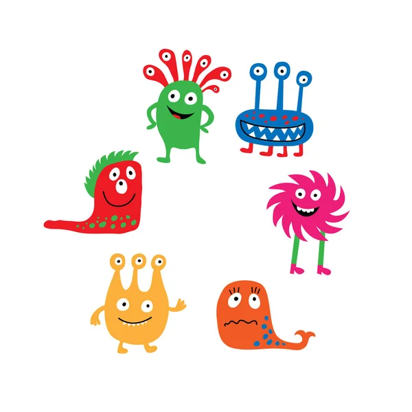 A collection of colorful isolated cute monsters — Stock Vector