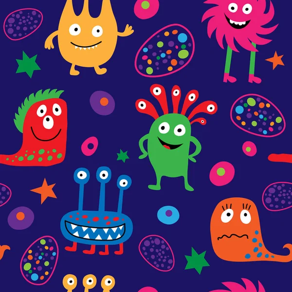 Farklı neşeli canavarlar ve yıldız ile şirin sorunsuz şablonu