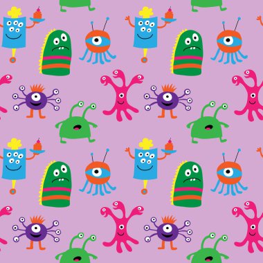 Sevimli Canavarlar üzerinde pembe bir arka plan ile Seamless Modeli