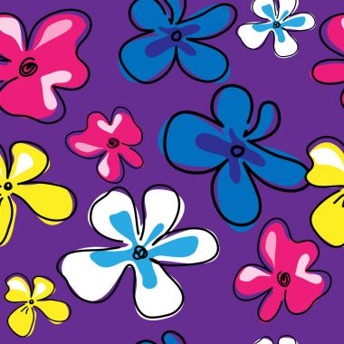 Pembe arka planda sevimli çiçeklerle kusursuz bir desen.