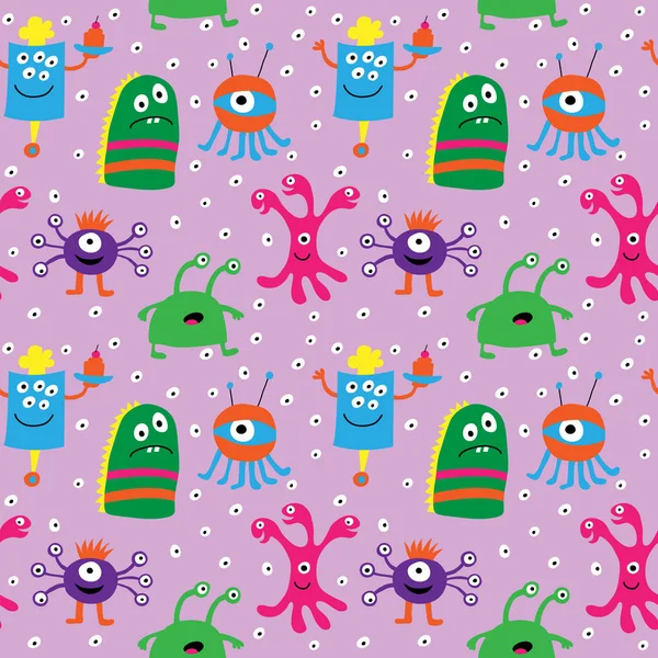 Neşeli surat canavarlar ile şirin seamless modeli