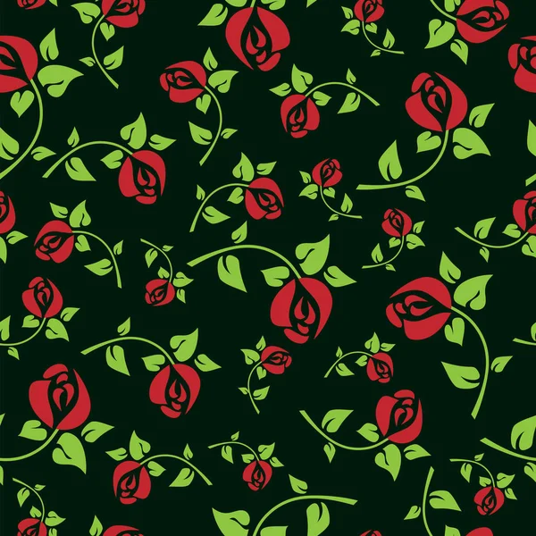 Roztomilý květinové bezešvá textura s červenou růží — Stockový vektor