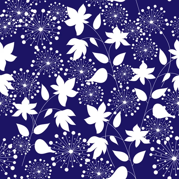 Fond floral abstrait avec des pissenlits sur un fond bleu — Image vectorielle