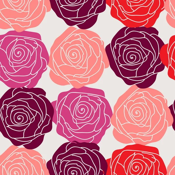 可爱的无缝格局与白色背景上的玫瑰 — 图库矢量图片