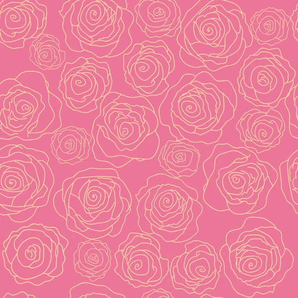 Cute seamless pattern with roses on a pink background — Stock Vector