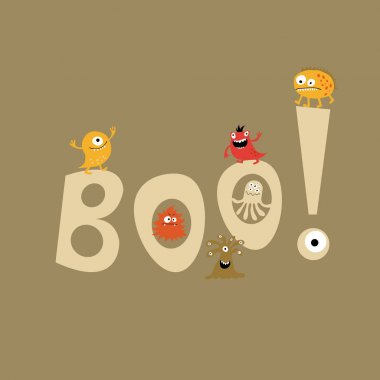 Sorunsuz şık soyut sevimli canavarlar ile yazdırma