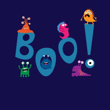 Sorunsuz şık soyut çizgi film canavarlar ile yazdırma