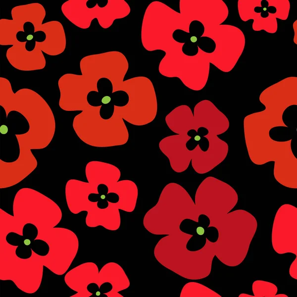 Fond floral élégant sans couture de coquelicots rouges — Image vectorielle