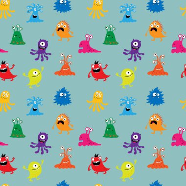 Şirin neşeli renkli canavarlar ile sorunsuz arka plan