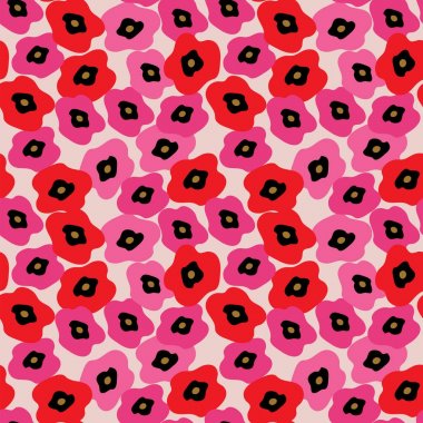 Kırmızı ve pembe haşhaş ile Seamless Modeli