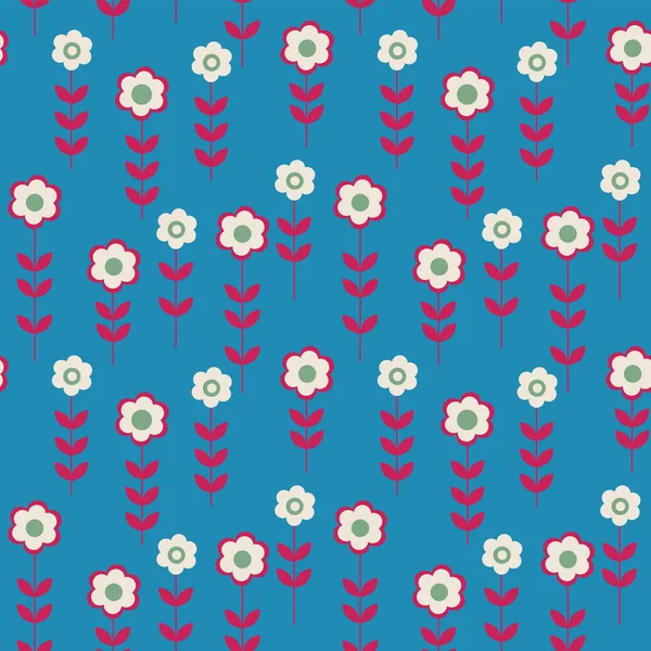 Seamless pattern with flowers on a blue background — Stock Vector