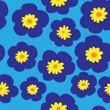 Çiçek seamless modeli ile mavi bir arka plan üzerinde mavi menekşe