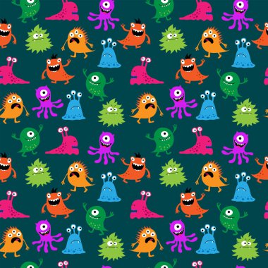 Farklı canavarlar ile şık dekoratif sorunsuz arka plan