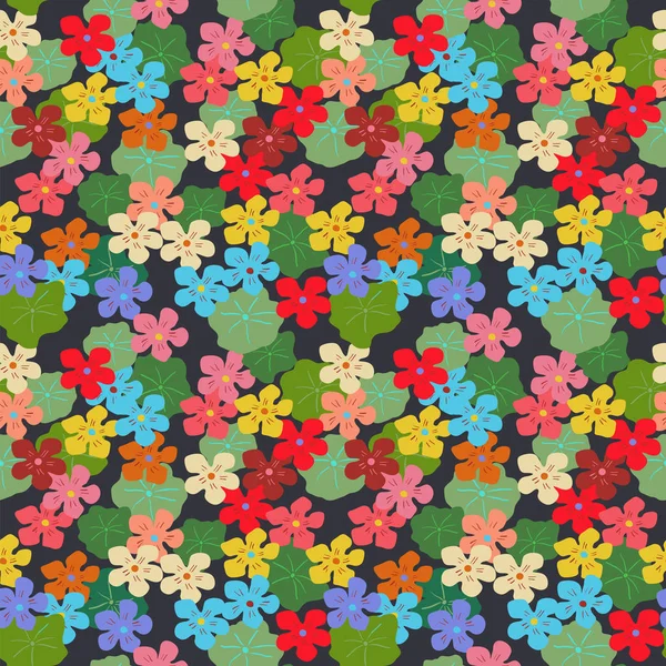 Floral motif élégant sans couture avec différentes nasturtiums — Image vectorielle