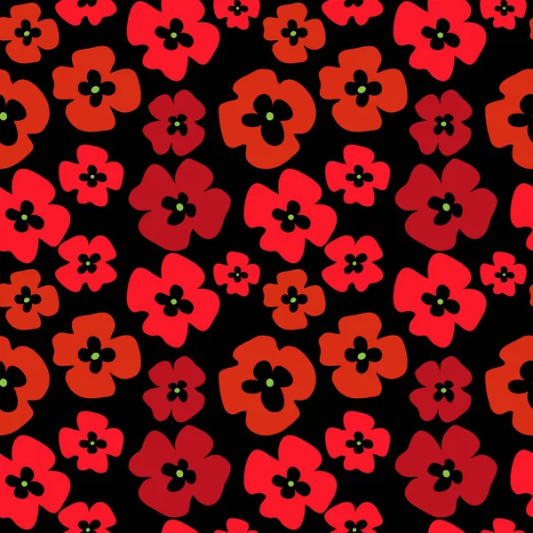 Floral motif élégant sans couture avec des coquelicots rouges — Image vectorielle