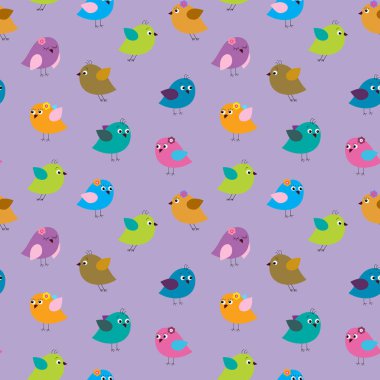 Çizgi roman kuşlar ile Seamless şirin modeli