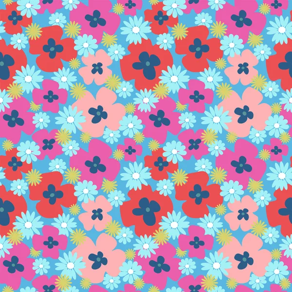Seamless floral cute pattern with poppies and dandelions