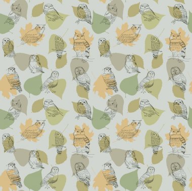 Bir arka plan ayrılış tarihinde şirin çizim baykuşlar ile Seamless Modeli