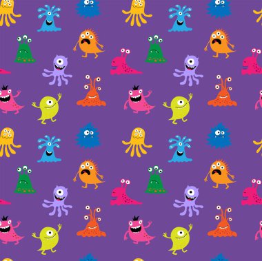 Mor bir arka plan üzerinde şirin yabancılar ile sorunsuz arka plan