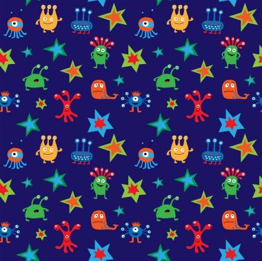 Dekoratif stilize yabancılar ve yıldız ile sorunsuz doku