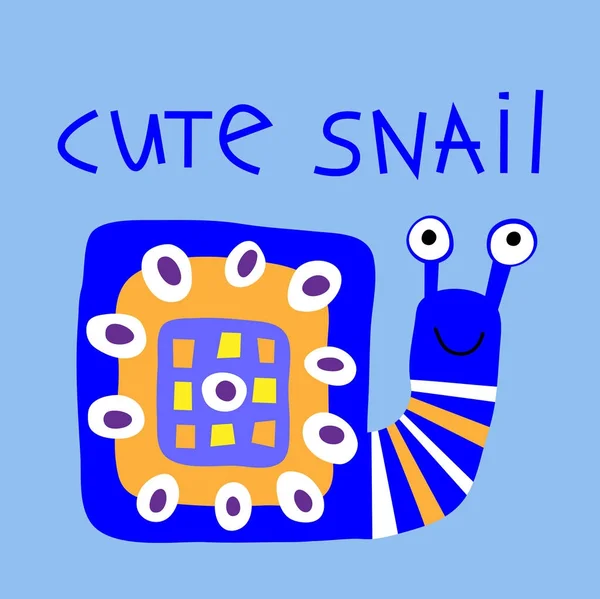 Decorative card with cute cartoon stylized snail — Stock Vector