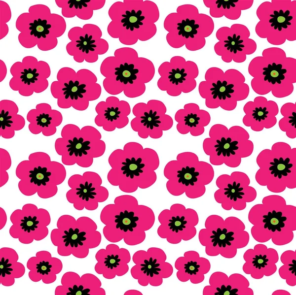 Cute seamless pattern with poppies on a white background — Stock Vector