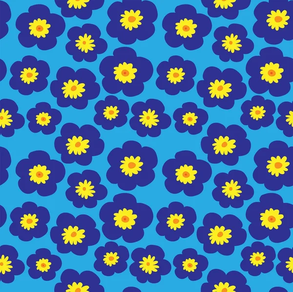 Schattig naadloze patroon met viooltjes op een blauwe achtergrond — Stockvector