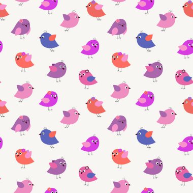 Çizgi film şirin kuşları ile şık seamless modeli