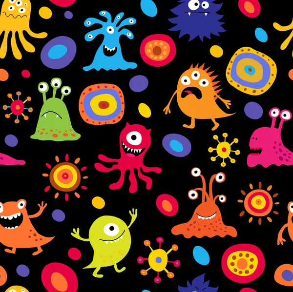 Cute stylish seamless pattern with decorative monsters — Stock Vector