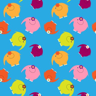 Çok renkli Filler ile Seamless dekoratif şirin modeli