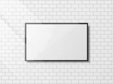 Havan duvarının yüzeyinde Vektör Gerçekçi modern TV ekranı